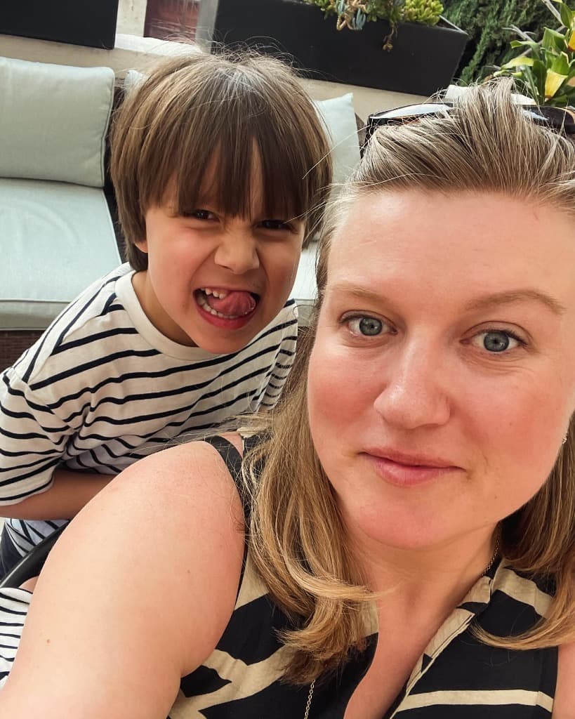 The artist and her child